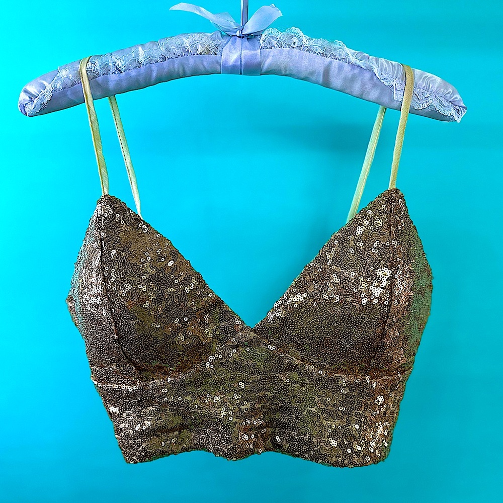 Gold Sequin Crop Top